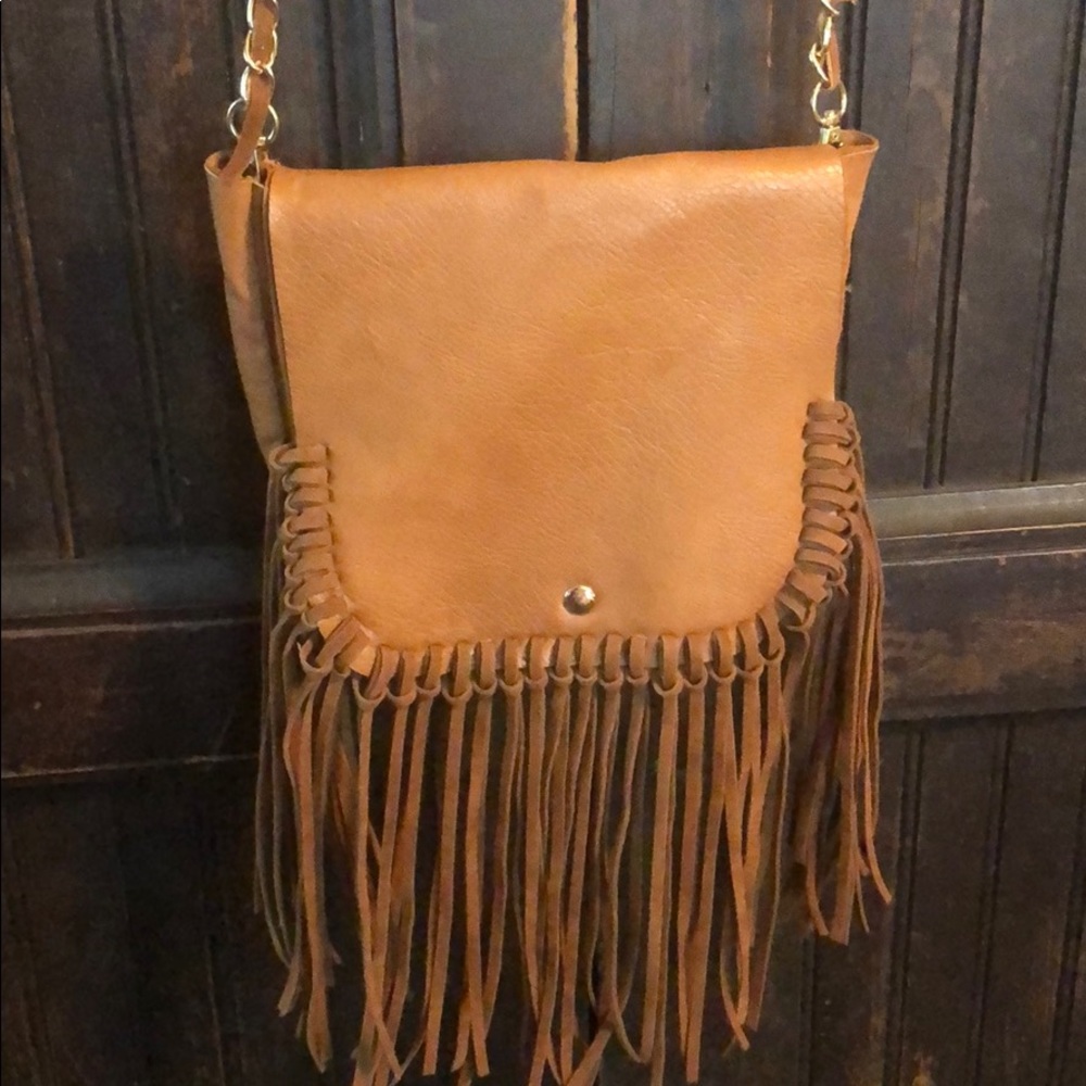 Tan Crossbody Fringe Bag